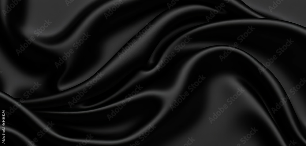 Obraz premium Abstract black satin waves, luxurious silk texture , elegant, smooth