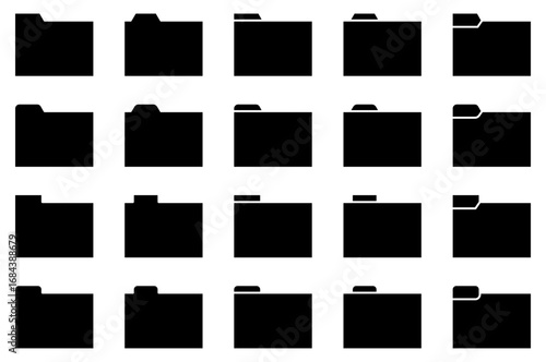 様々な形の、フォルダー、バインダーのアイコンのベクターイラストセット