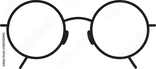 Retro Round Glasses Minimalist Design for Optometry and Eyewear Fashion Illustration Line Art Graphic Vector Icon Style