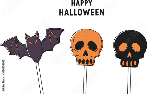 A spooky halloween bat and skulls for a fun and festive halloween holiday celebration