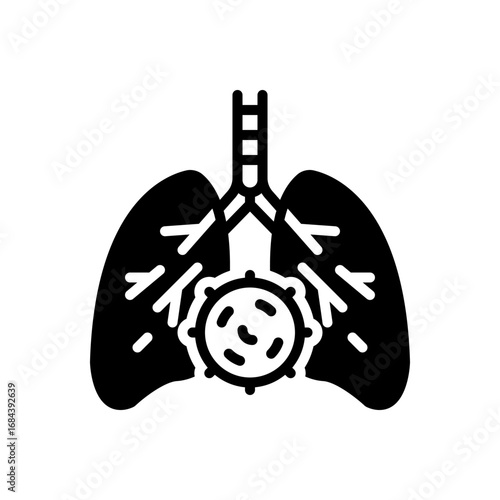 Black solid icon for pneumonia