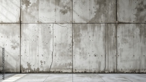 Worn Concrete Panels Forming a Room A Backdrop of Industrial Texture and Minimalist Design with Signs of Aging and Light