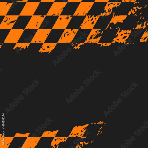Grunge Checkered Racing Flag Background.