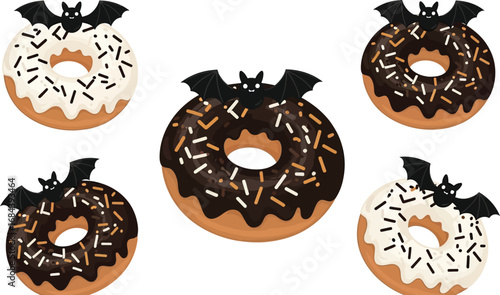 Halloween donuts with bats are a spooky and sweet treat for the holiday celebration and party