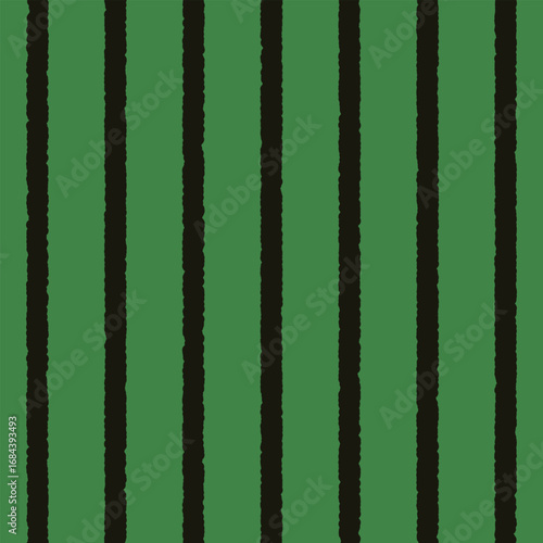 Seamless rough stripe design with deep black lines over forest green background. Strong contrast stripe pattern for bold visual projects, wallpapers, and print graphics.