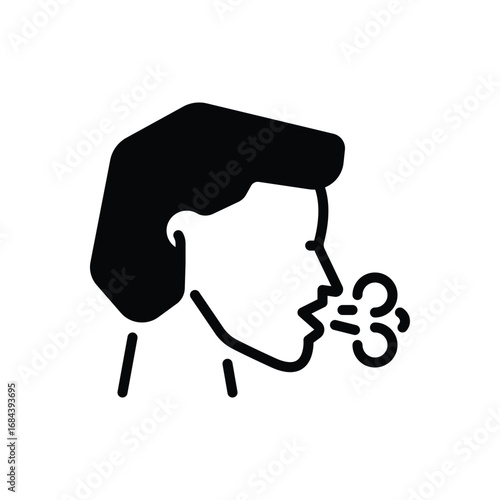 Black solid icon for cough