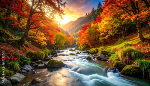 Autumnal mountain stream