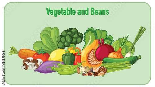 Colorful Assortment of Fresh Vegetables and Beans Illustration