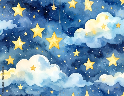 Watercolor night sky pattern