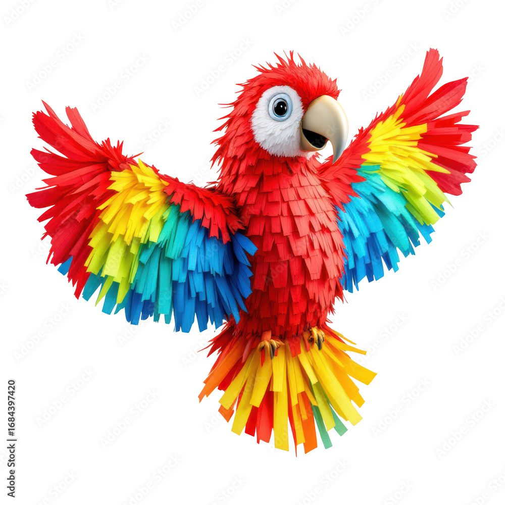 Obraz premium Vibrant Red Macaw Pinata with Colorful Wings.