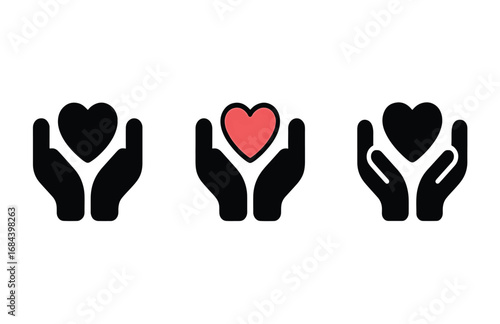 A conceptual symbol of compassion and philanthropy, featuring cupped hands protecting a heart for donation and community support