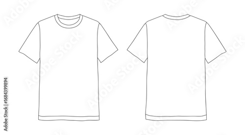 T-shirt vector illustration. Blank white T-shirt template, Front and back view. 