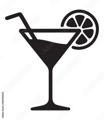 martini glass with lime vector ico design