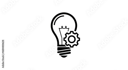 Light bulb and gear icon for innovation creative idea solution and engineering process concept vector design