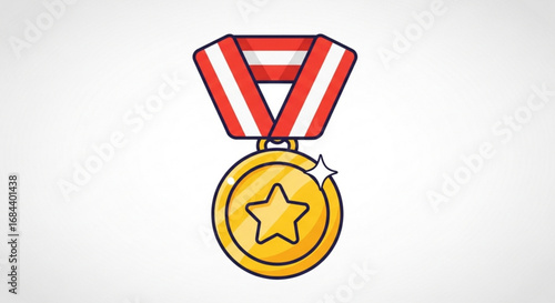 Gold star medal award achievement vector graphic design for best performance and success recognition concept