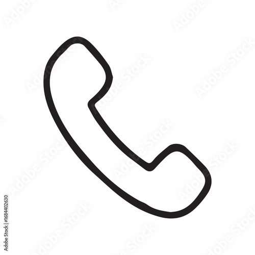 Hand-drawn telephone handset icon sketch for communication concepts and contact us symbol