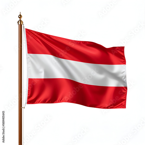 High quality realistic Austria textile flag with satin fabric and stitched edges isolated on white