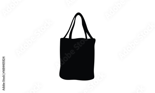 Tote bag vector silhouette, Shopping bag icon vector, Ladies bag vector silhouette