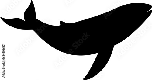 Whale Silhouette Vector Illustration | Ocean Marine Animal Sea Life Design