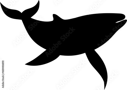 Whale Silhouette Vector Illustration | Ocean Marine Animal Sea Life Design