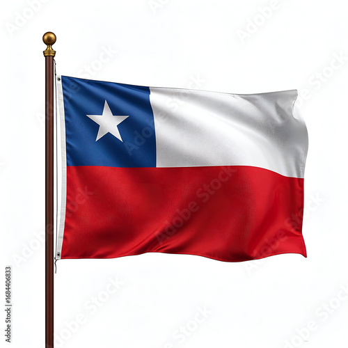 Free Download High quality realistic Chile textile flag with satin fabric and stitched edges isolated on white - GFXLoad