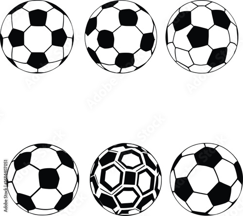 vector soccer balls black and white icon 
