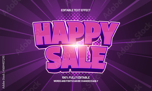 happy sale editable text effect for discount