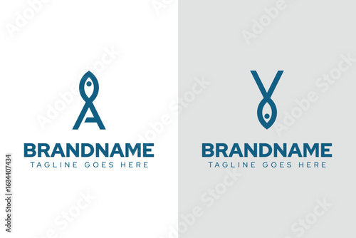 Letter A and Y Fish Logo Set, symbolizing adaptability, flow, and harmony with nature