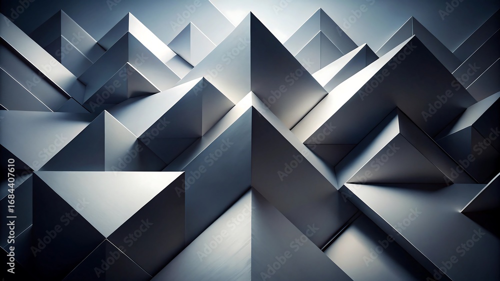 Fototapeta premium Abstract geometric pattern of sharp metallic triangles