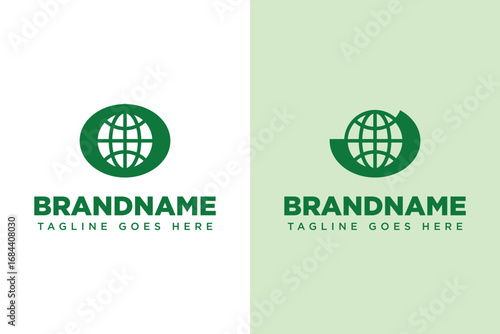 Letter O J Green Globe Logo, symbolizing sustainability, growth, and global unity