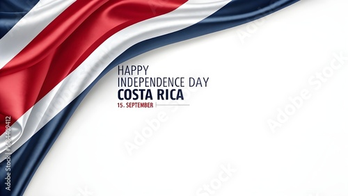 Waving flag of costa rica with independence day greeting