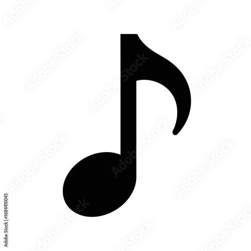 Billede på lærred Simple black musical note symbol on white evokes melody and harmony design eleme