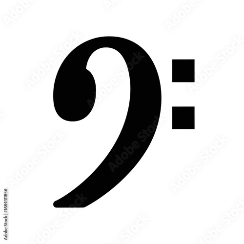 Elegant bass clef symbol representing musical notation for lower-pitched instruments