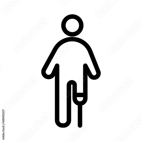 Prosthetic Leg Line Icon of Hand Gestures and Emojis Icon Set