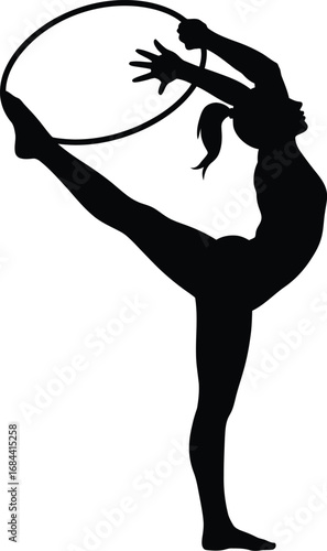 Silhouette of rhythmic gymnast with hoop rhythmic gymnastics
