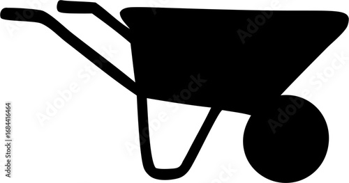 Wheelbarrow Silhouette Vector Illustration | Garden Tool Construction Equipment Design