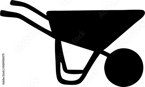 Wheelbarrow Silhouette Vector Illustration | Garden Tool Construction Equipment Design