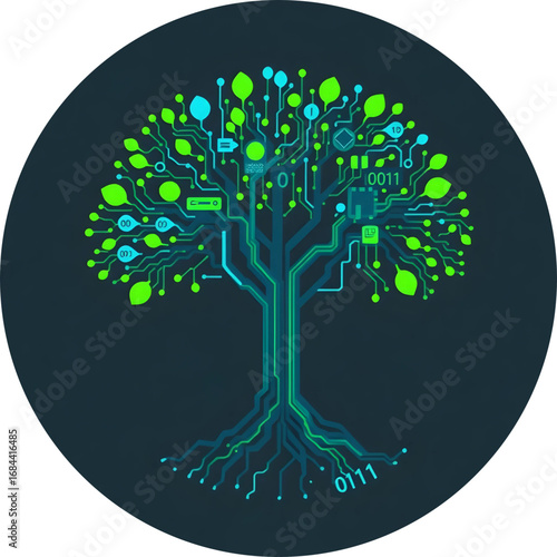 Flat Vector with Circuit Roots and Binary Data Leaves