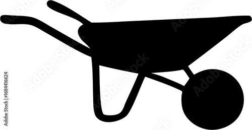 Wheelbarrow Silhouette Vector Illustration | Garden Tool Construction Equipment Design