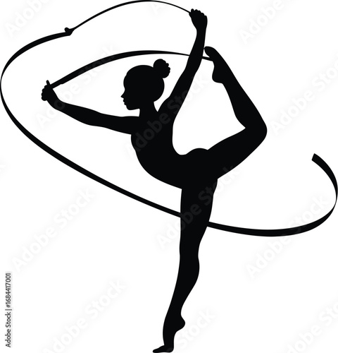 Rhythmic gymnast performing with ribbon rhythmic gymnastics