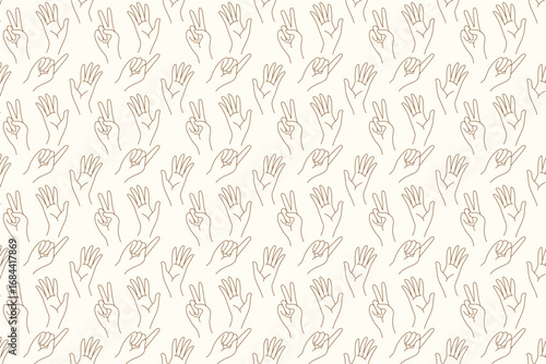 Hand Gesture Line Art Seamless Pattern