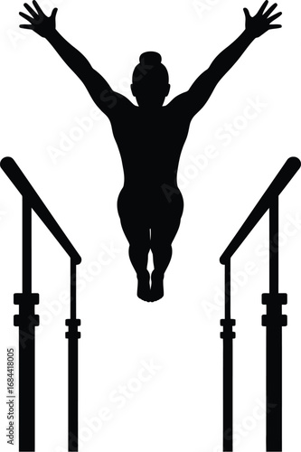 Gymnast performing on parallel bars gymnastics sport