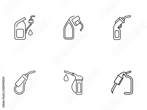 Fuel Nozzle Line Art Collection for Petrol and Gas Station Branding and Iconography Automotive Industry Representation