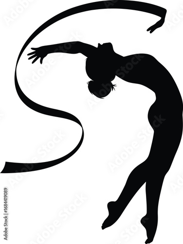 Gymnast performing with ribbon dance performance
