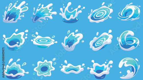 Dynamic water splashes and waves create vibrant, refreshing liquid motion effects