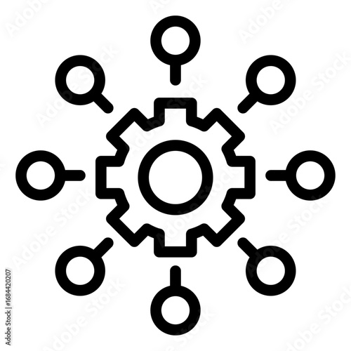 AI Network Line Icon of Robotics and AI Icon Set
