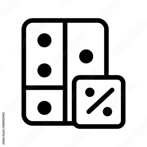 Dominoes Line Icon of Board Games and Puzzles Icon Set