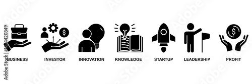 Enterpreneur banner web icon vector illustration concept for� business, investor, innovation, knowledge, startup, leadership and profit
