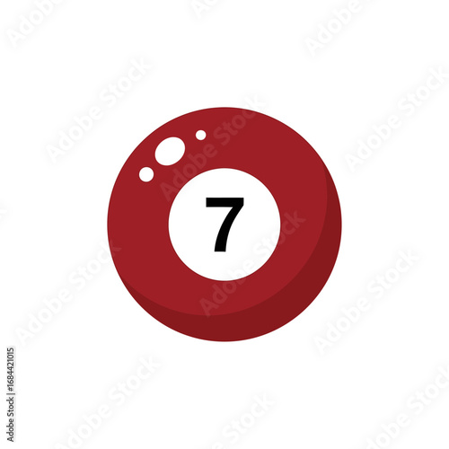 Foto Vibrant maroon billiard ball illustration with a bold number seven on a clean wh