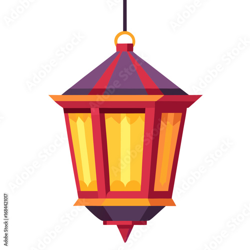 red lantern on white background